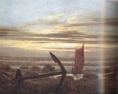 Caspar David Friedrich Moonlit Night with Boats on the Baltic Sea (mk10) Germany oil painting art
